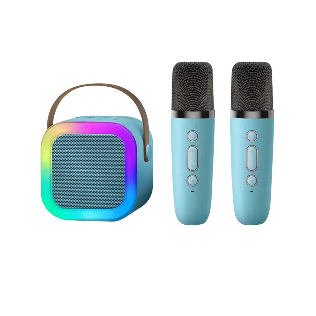 OEM - Karaoke Portátil Doble Micrófono Bluetooth con Mini Parlante RGB