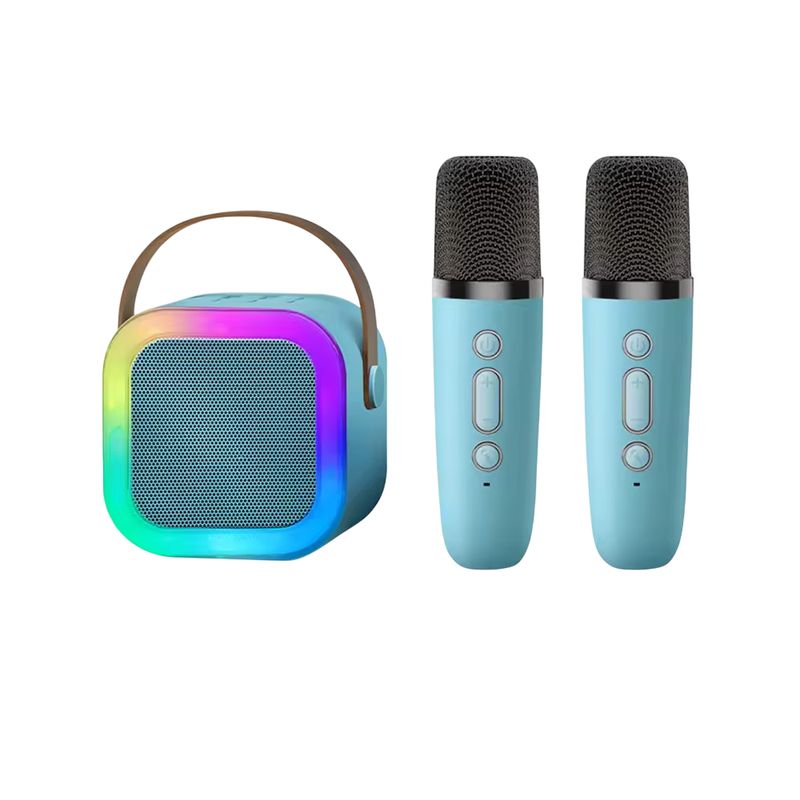 OEM - Karaoke Portátil Doble Micrófono Bluetooth con Mini Parlante RGB