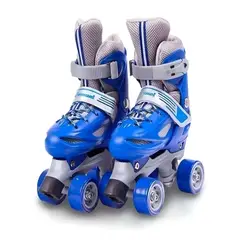 GENERICO - Patines Ajustables 4 Ruedas Niño Azul Talla M35-38