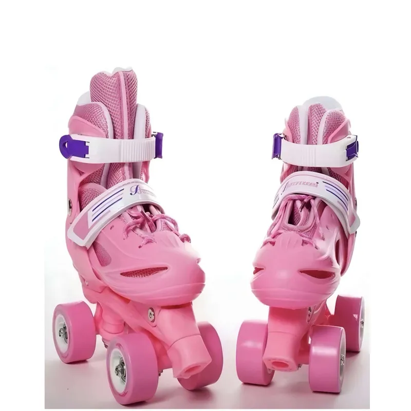 GENERICO - Patines Ajustables 4 Ruedas Niña Rosado Talla S31-34
