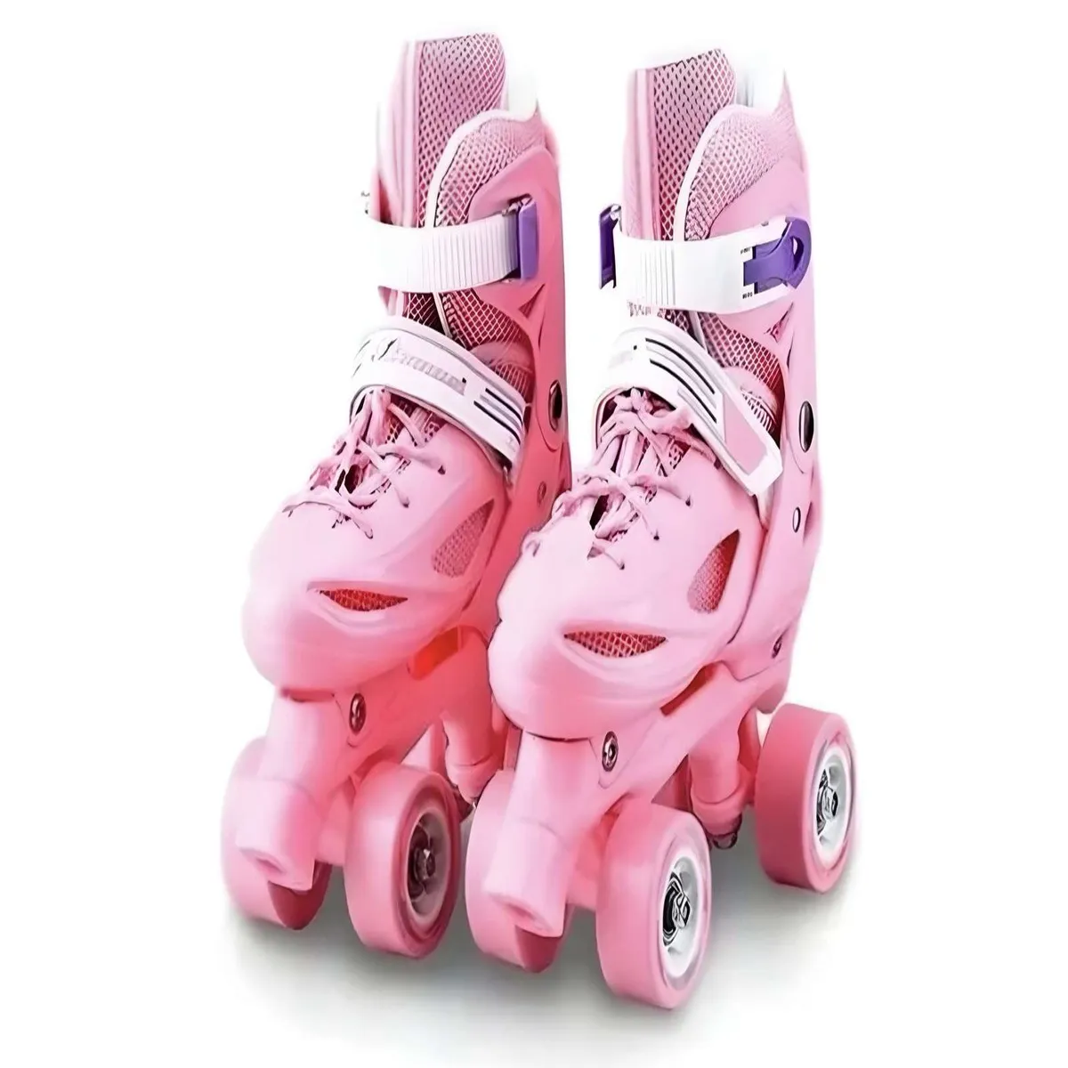 GENERICO - Patines Ajustables 4 Ruedas Niña Rosado Talla XS27-30