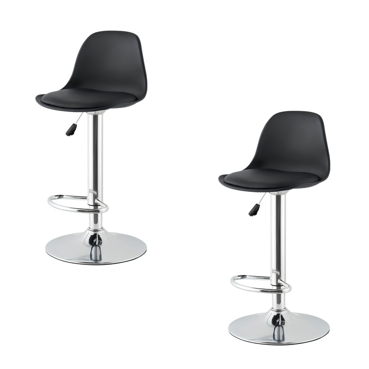 LUBABYCAS - Pack 2 Sillas Piso Bar Negras Altura Regulable Con Respaldo