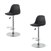 Pack 2 Sillas Piso Bar Negras Altura Regulable Con Respaldo