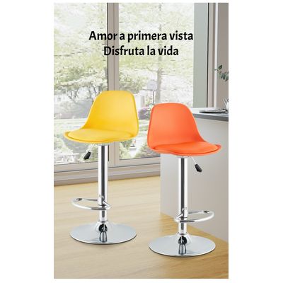 Imagen 2 del producto Pack 2 Sillas Piso Bar Negras Altura Regulable Con Respaldo