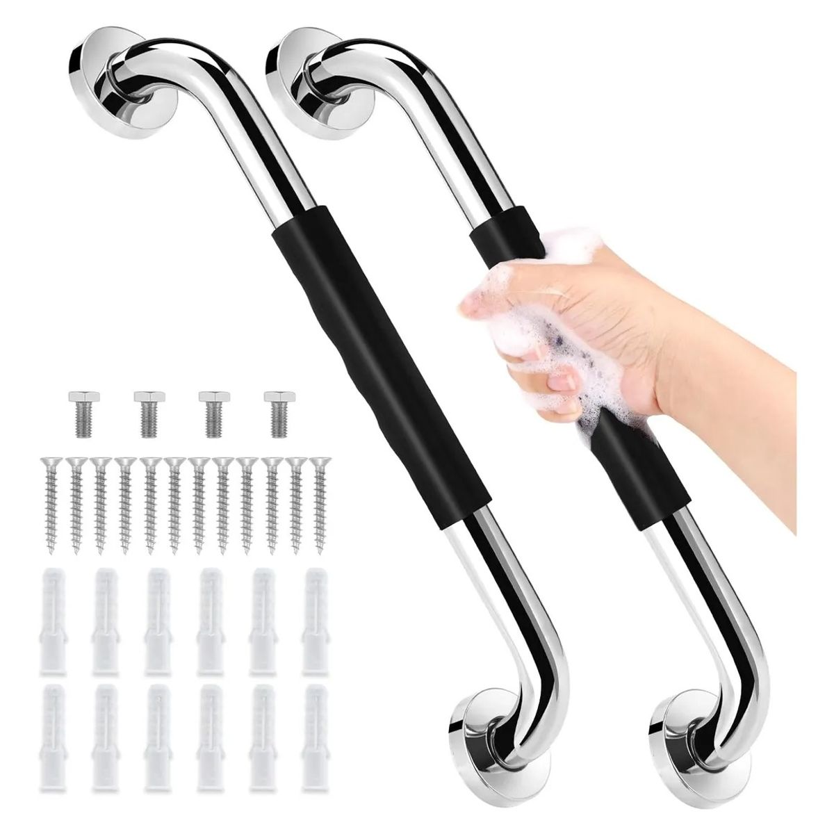 GENERICO - 2 Barras Agarradera De Seguridad Baños Apoyo Acero Inox 50cm