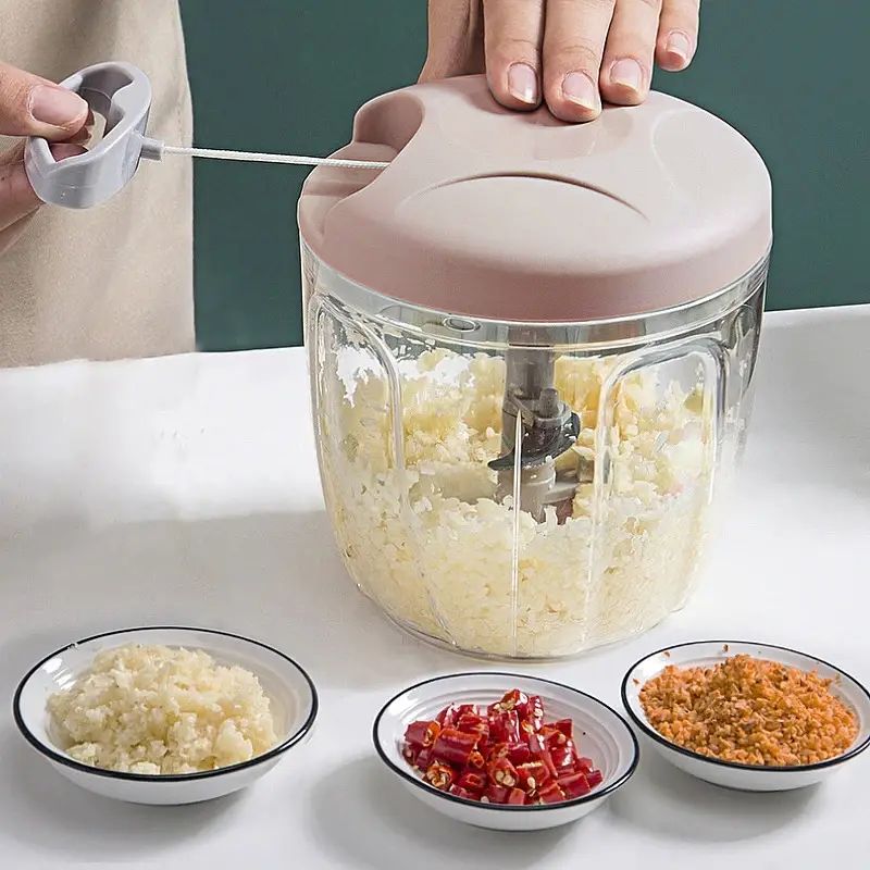 GENERICO - Trituradora de Ajo 900ml Multiusos Manual Rosa - Cortador Verduras y Frutas