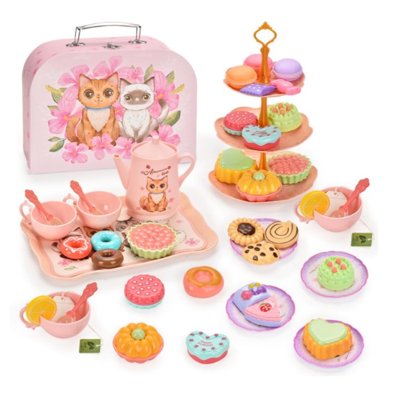 ATURE - Juego De Té Plásticos 46 Pzs Accesorios Juguete Comida Niñas