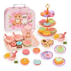 ATURE - Juego De Té Plásticos 46 Pzs Accesorios Juguete Comida Niñas