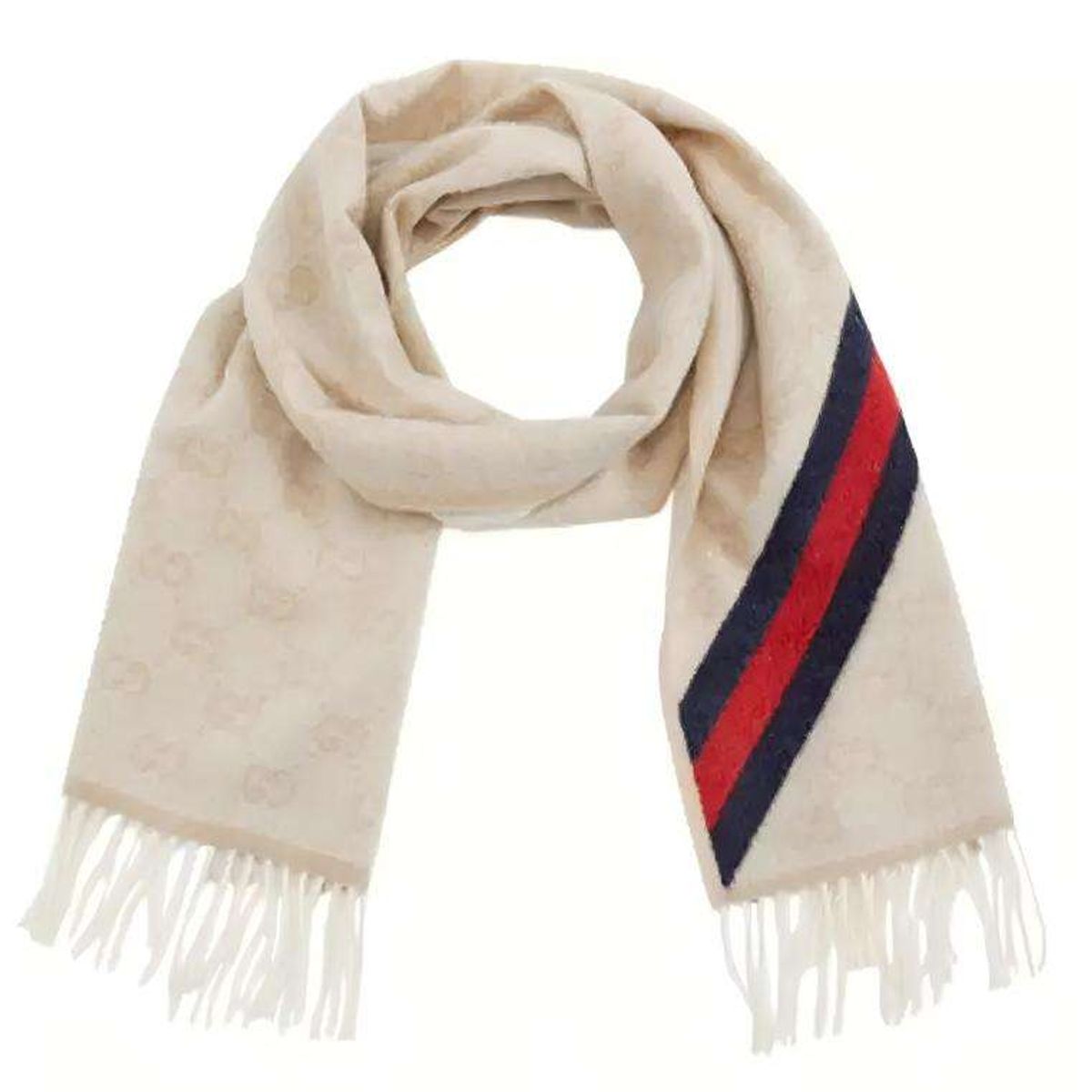 GUCCI - GUCCI Bufanda  de Jacquard de Lana con Franja Negro-Roja Unisex