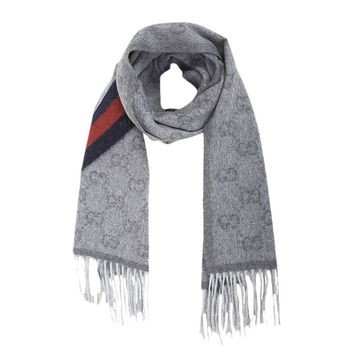 GUCCI - GUCCI Bufanda  de Jacquard de Lana con Franja Negro-Roja Unisex