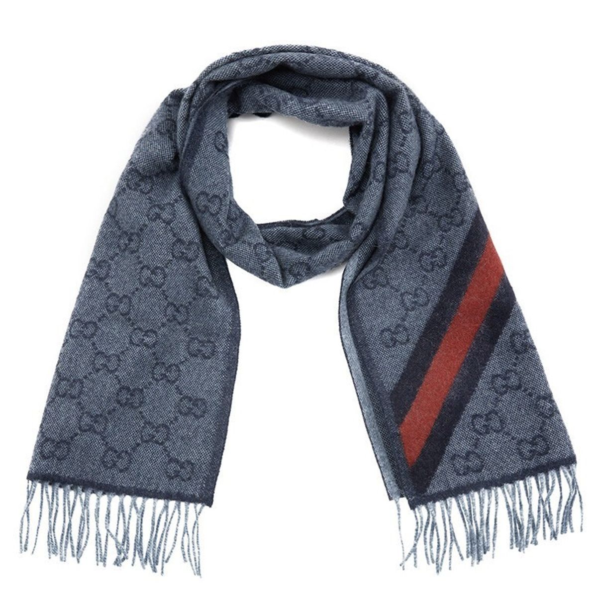 GUCCI - GUCCI Bufanda  de Jacquard de Lana con Franja Negro-Roja Unisex