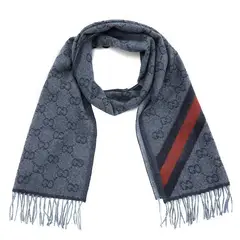 GUCCI - Bufanda de Jacquard de Lana con Franja Negro-Roja Unisex
