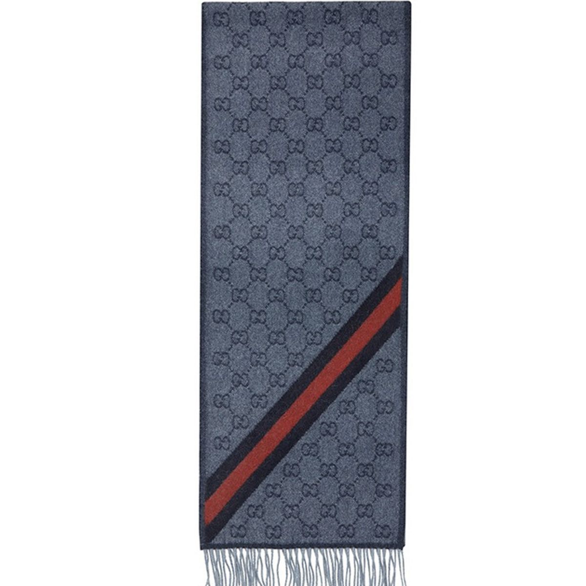 GUCCI - GUCCI Bufanda  de Jacquard de Lana con Franja Negro-Roja Unisex