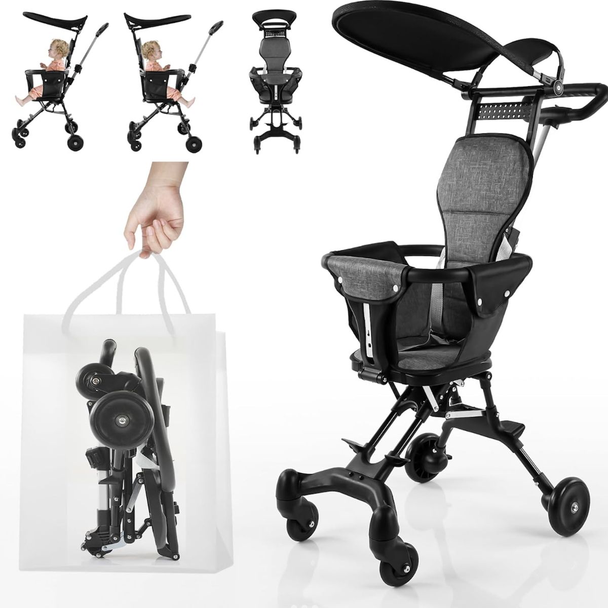 GENERICO - Coche Para Bebé Plegable Compacto