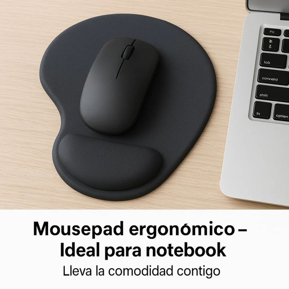 GENERICO - Mousepad Apoya Muñecas Gel  Negro Goforit