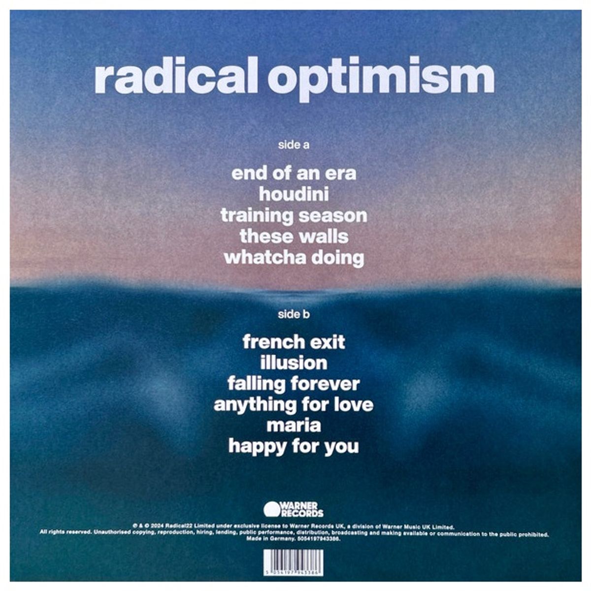 GENERICO - DUA LIPA - RADICAL OPTIMISM (CURAZAO BLUE) / VINILO