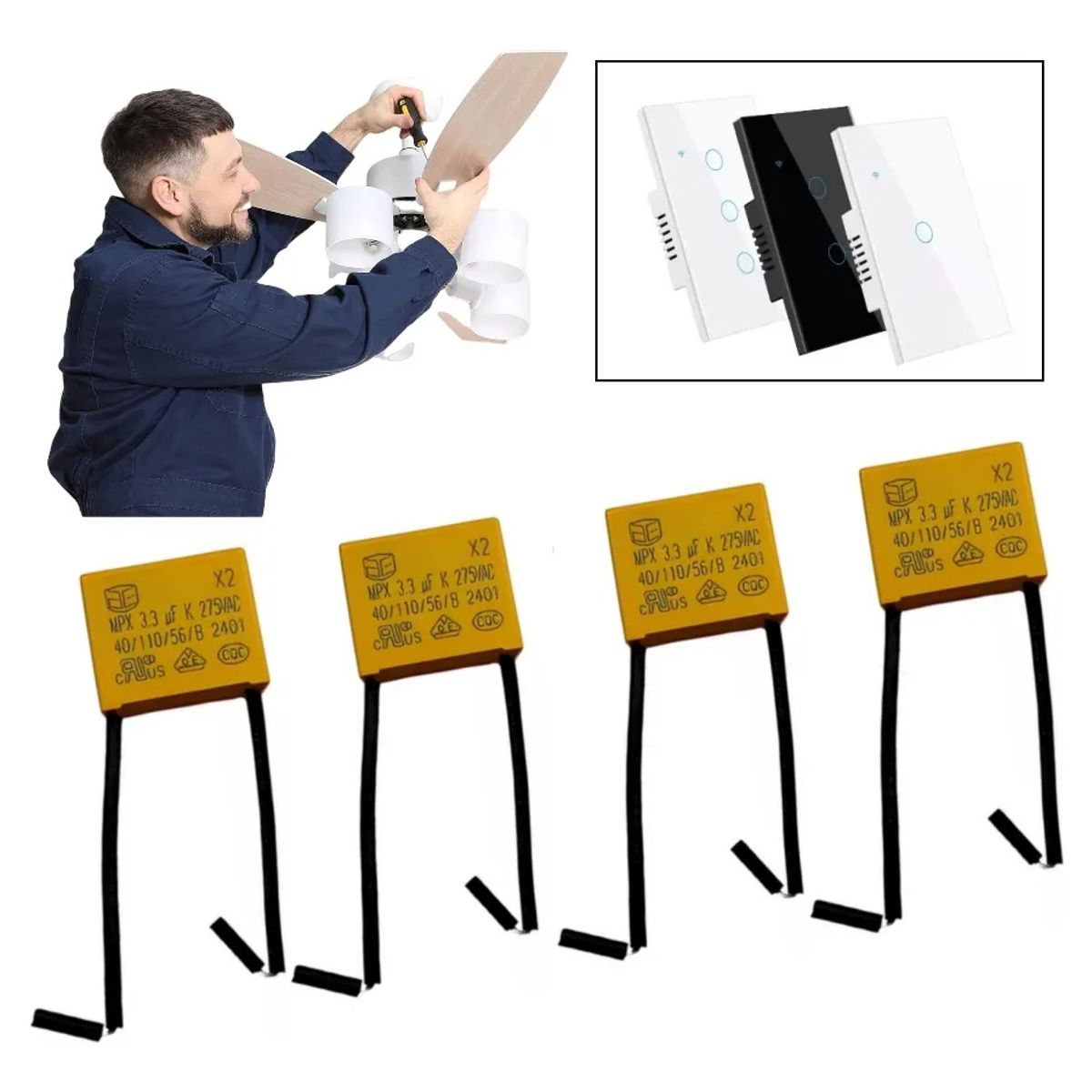KUANGYE - 4pcs 33uf275v Condensador Interruptor-apagador Inteligente