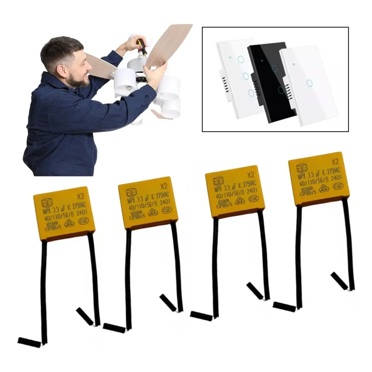 KUANGYE - 4pcs 33uf275v Condensador Interruptor-apagador Inteligente