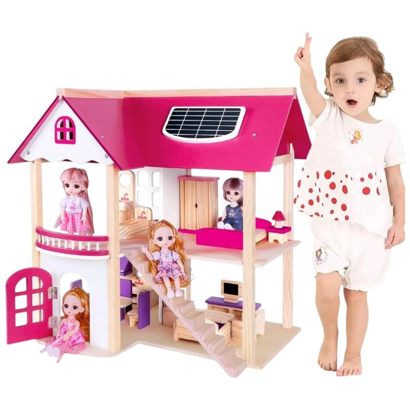 GENERICO - Casa De Muñecas Grande Realista Juguete Didáctico De Madera