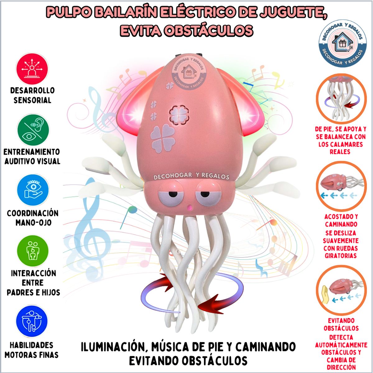 GENERICO - Juguete Pulpo Bailarín Músical Para Niños Con Led Y Música