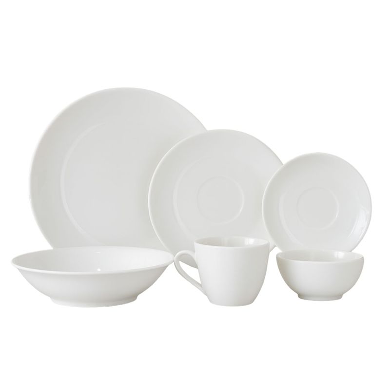 HALLEN - Set 24 Vajilla Hallen Blanco Crema Coupe Plato Taza Bowl Porcelana