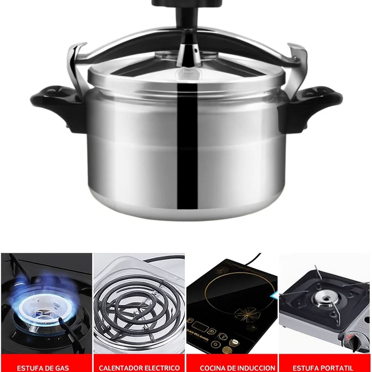 CRUSEC - Olla De Presión 5 Litros Cocina Gas Antiadherente