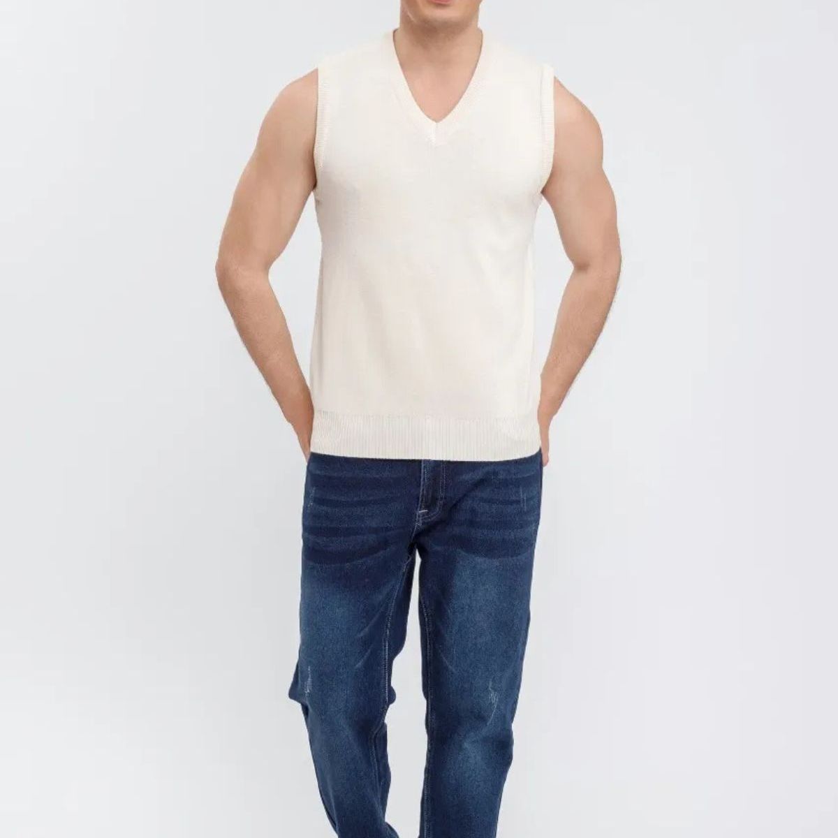 LOOK SHOP - Sweater Sin Mangas Hombre Cuello V, Excelente Calidad 131