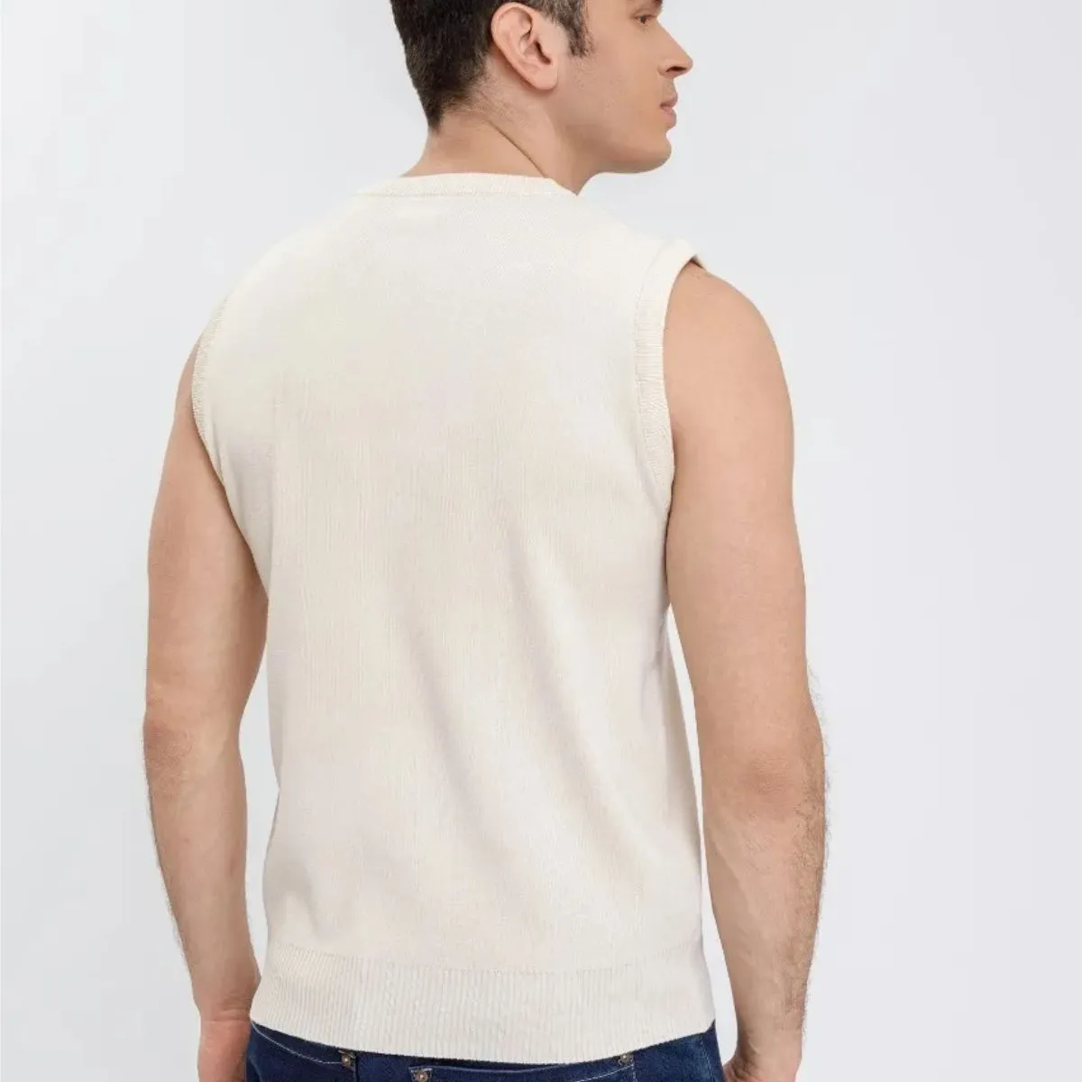 LOOK SHOP - Sweater Sin Mangas Hombre Cuello V, Excelente Calidad 131