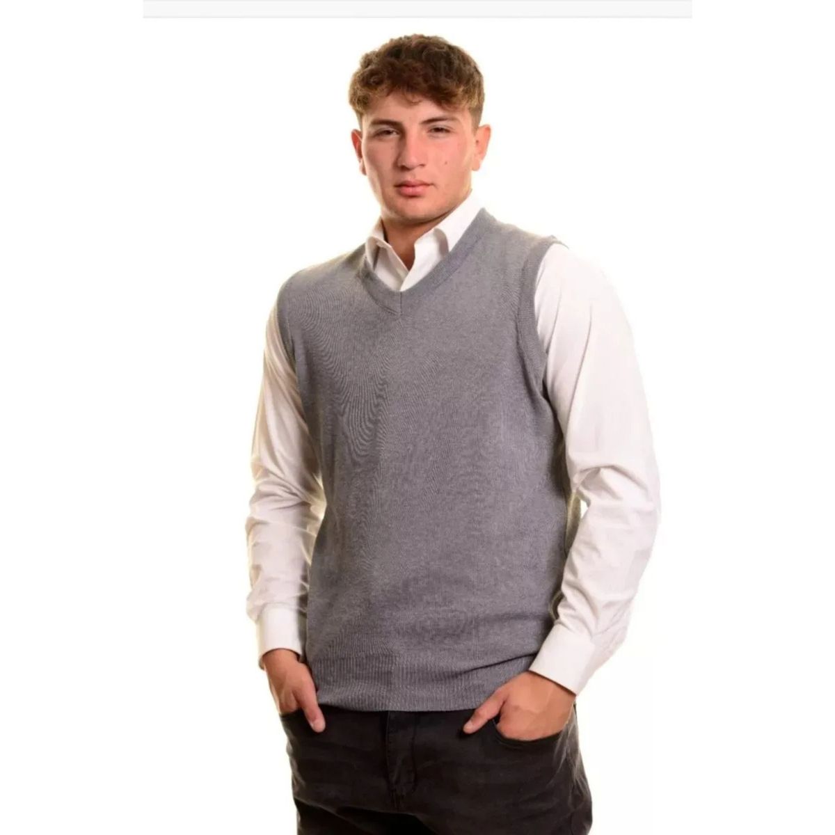 LOOK SHOP - Sweater Sin Mangas Hombre Cuello V, Excelente Calidad 131