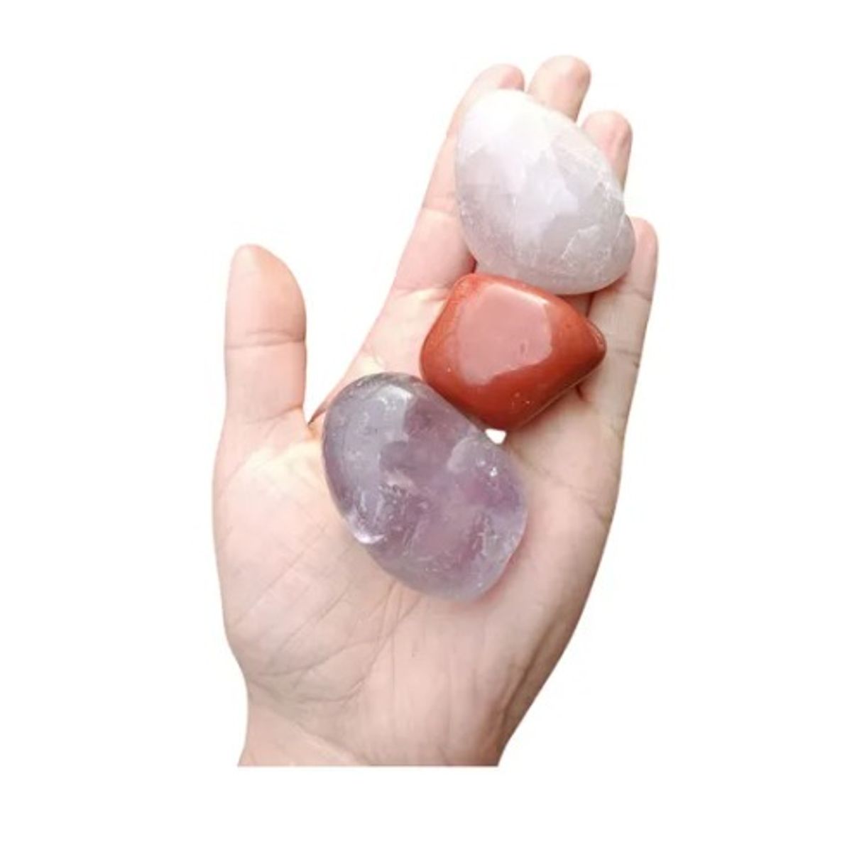 GENERICO - Set 3 Piedras Energéticas Naturales Amatista cuarzo rosado y jaspe rojo