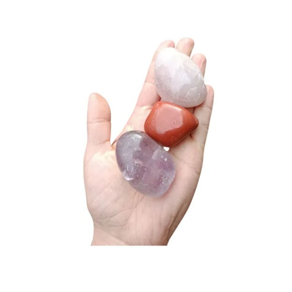GENERICO - Set 3 Piedras Energéticas Naturales Amatista cuarzo rosado y jaspe rojo