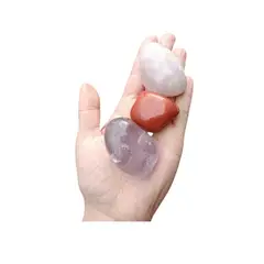 GENERICO - Set 3 Piedras Energéticas Naturales Amatista cuarzo rosado y jaspe rojo