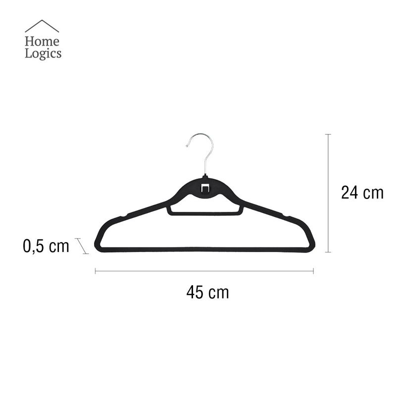 HOME LOGICS - Colgadores Ropa Set 30 Terciopelo Antideslizante Color Negro