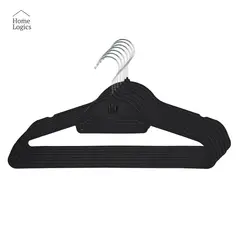 HOME LOGICS - Colgadores Ropa Set 30 Terciopelo Antideslizante Color Negro Kiosclub