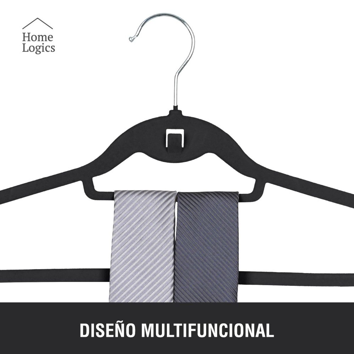 HOME LOGICS - Set 30 Colgadores Ropa Terciopelo Antideslizante Color Negro Kiosclub