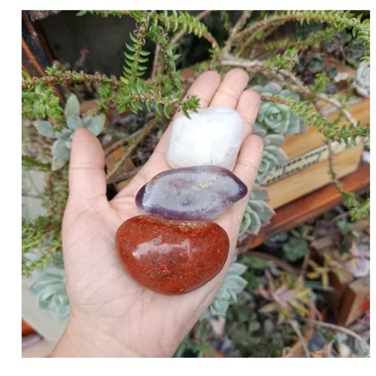 GENERICO - Set 3 Piedras Energéticas Naturales Amatista cuarzo rosado y cornalina