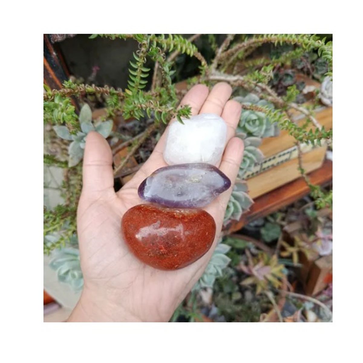 GENERICO - Set 3 Piedras Energéticas Naturales Amatista cuarzo rosado y cornalina