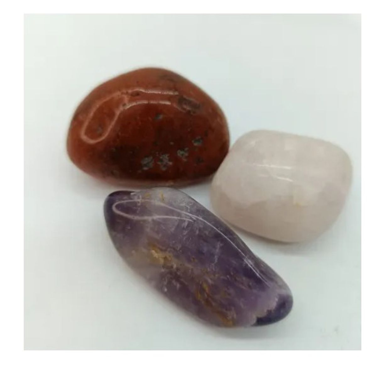 GENERICO - Set 3 Piedras Energéticas Naturales Amatista cuarzo rosado y cornalina
