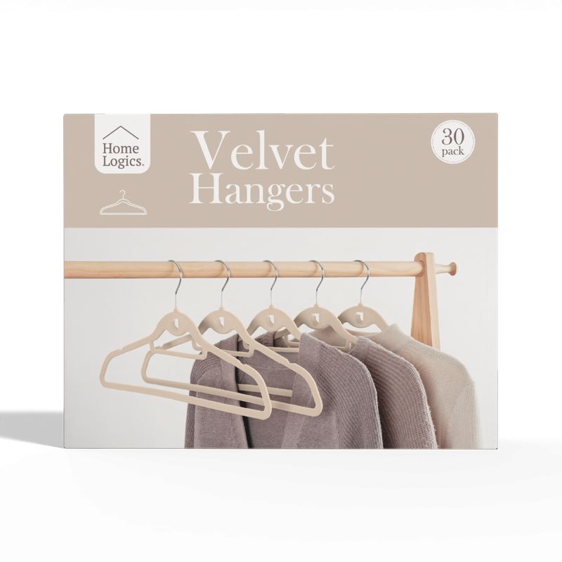 HOME LOGICS - Colgadores Ropa Set 30 Terciopelo Antideslizante Color Beige