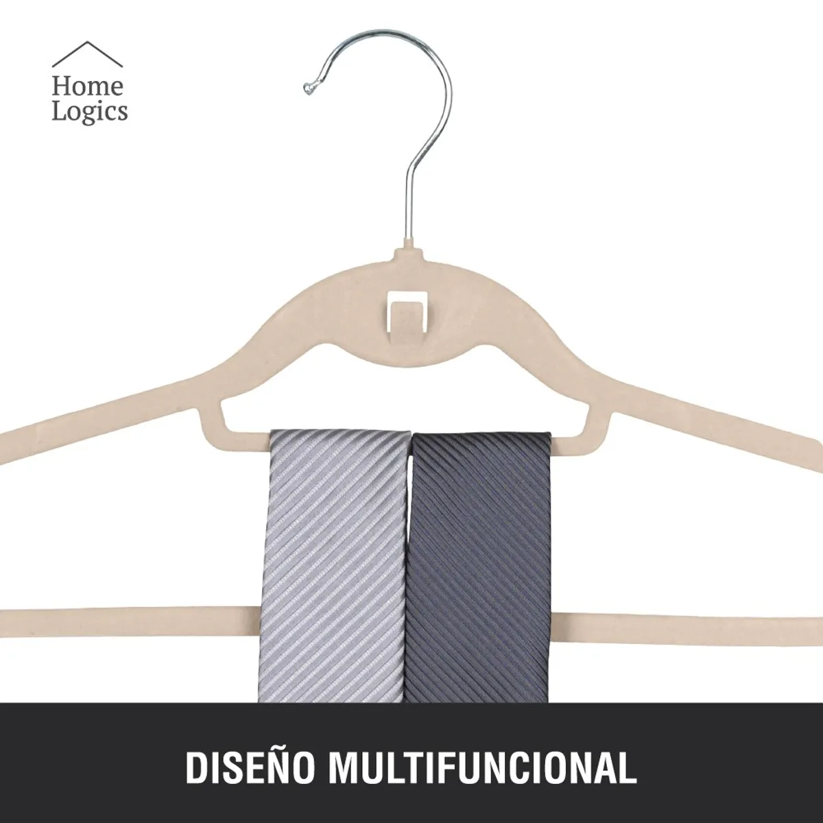 HOME LOGICS - Set 30 Colgadores Ropa Terciopelo Antideslizante Color Beige Kiosclub