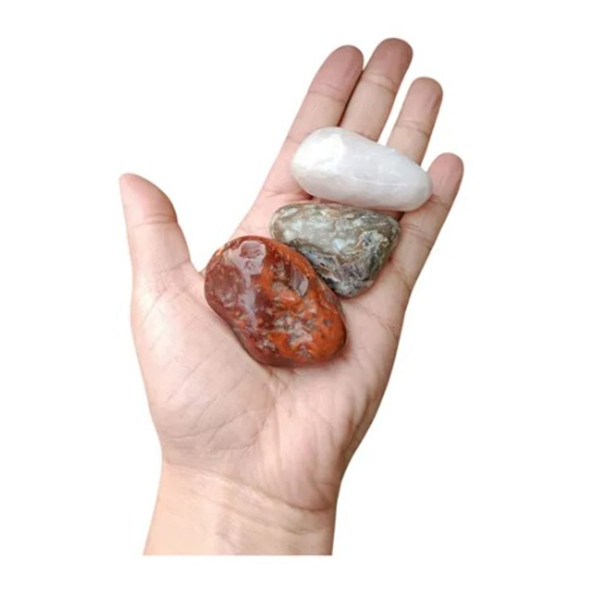 GENERICO - Set 3 Piedras Energéticas Naturales Calcedonia cuarzo rosa y cornalina