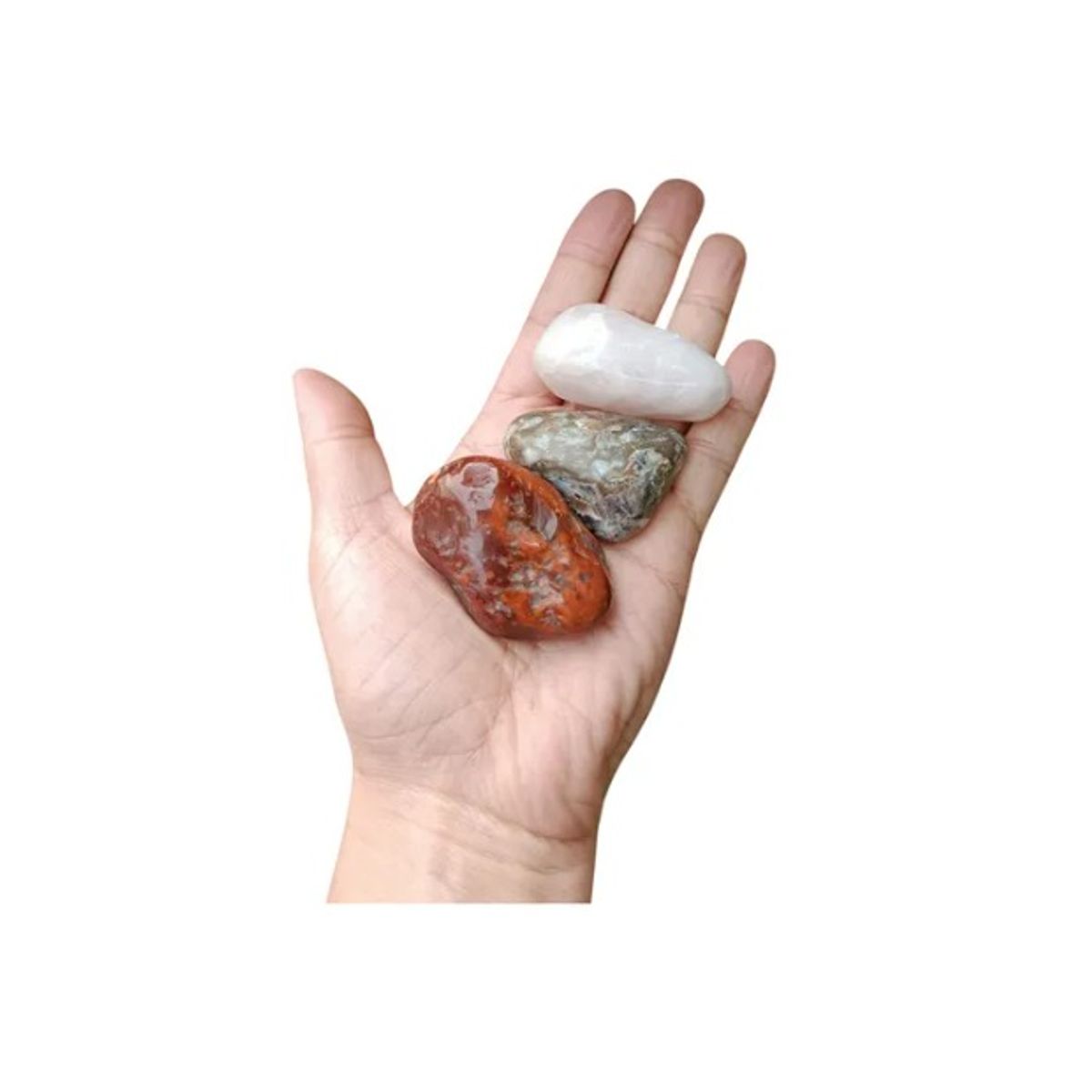 GENERICO - Set 3 Piedras Energéticas Naturales Calcedonia cuarzo rosa y cornalina