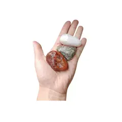 GENERICO - Set 3 Piedras Energéticas Naturales Calcedonia cuarzo rosa y cornalina