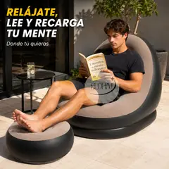 GENERICO - Sofá Sillón Inflable con Posa Pies- Se Adapta a Cualquier Espacio