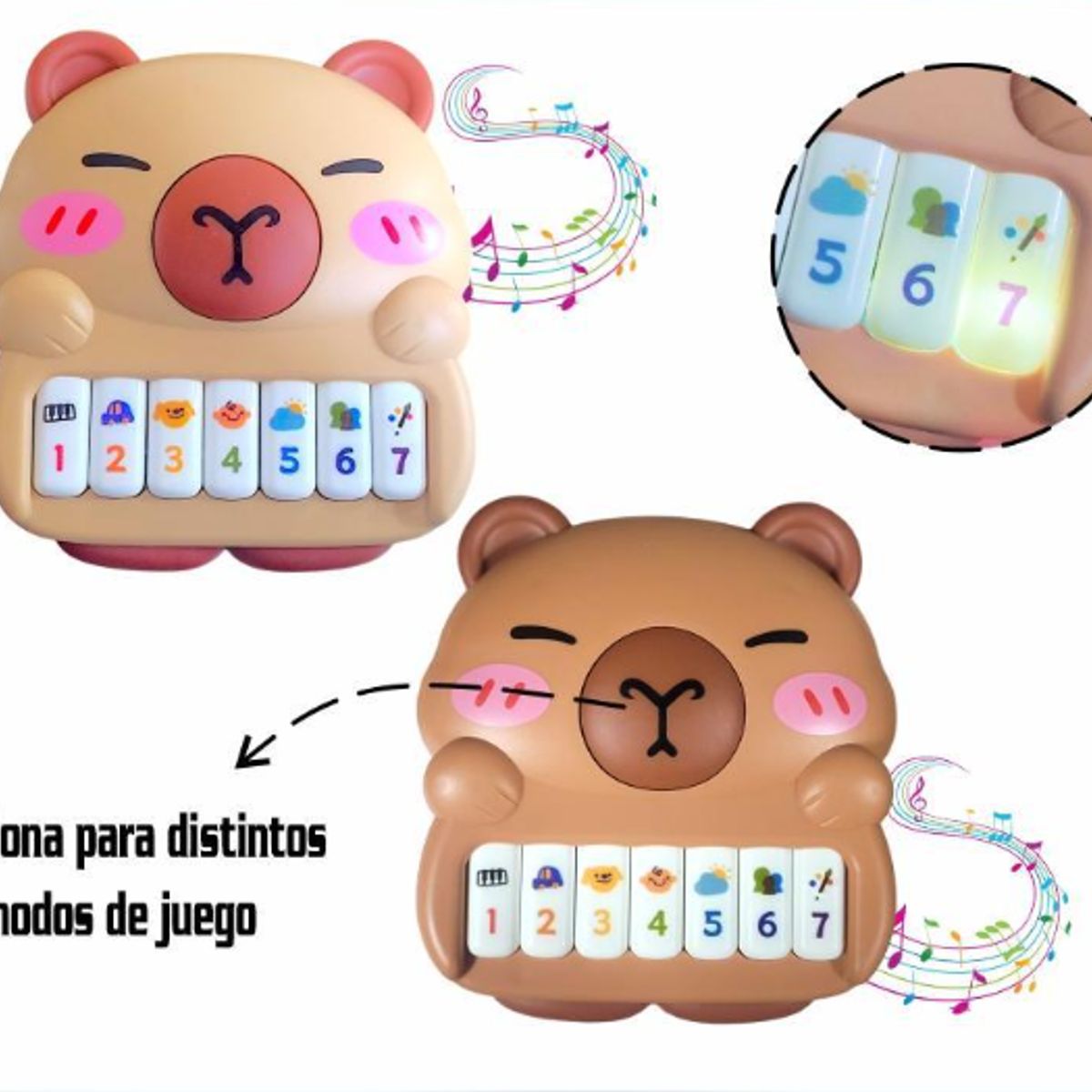 GENERICO - Piano Puzzle Didactico Capibara Sonidos Musicales Y Luces