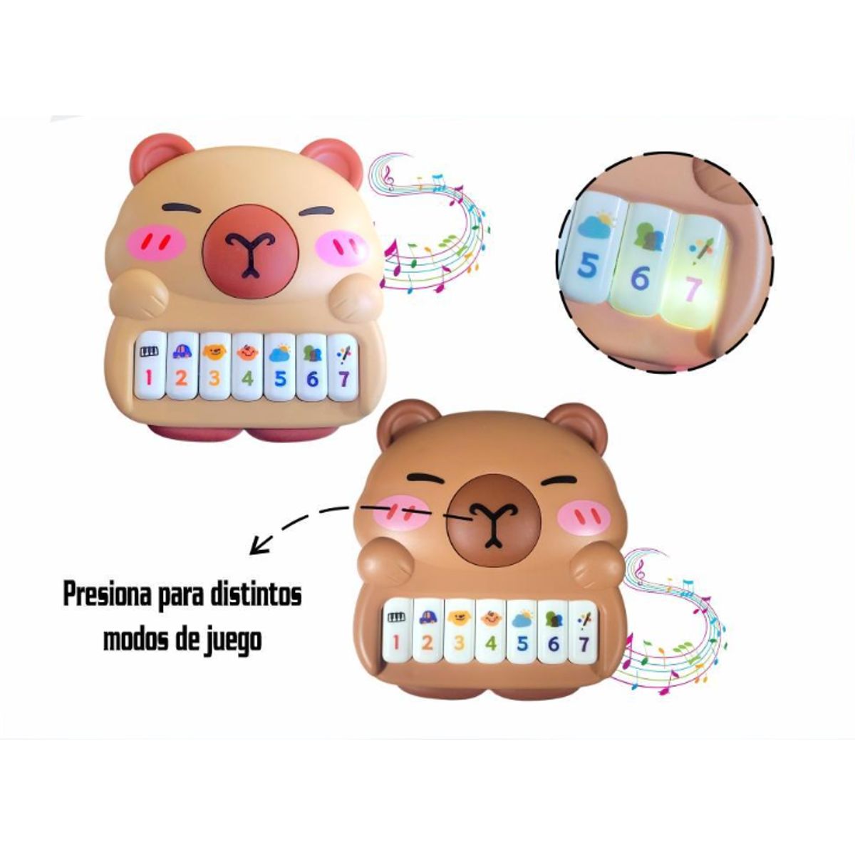GENERICO - Piano Puzzle Didactico Capibara Sonidos Musicales Y Luces