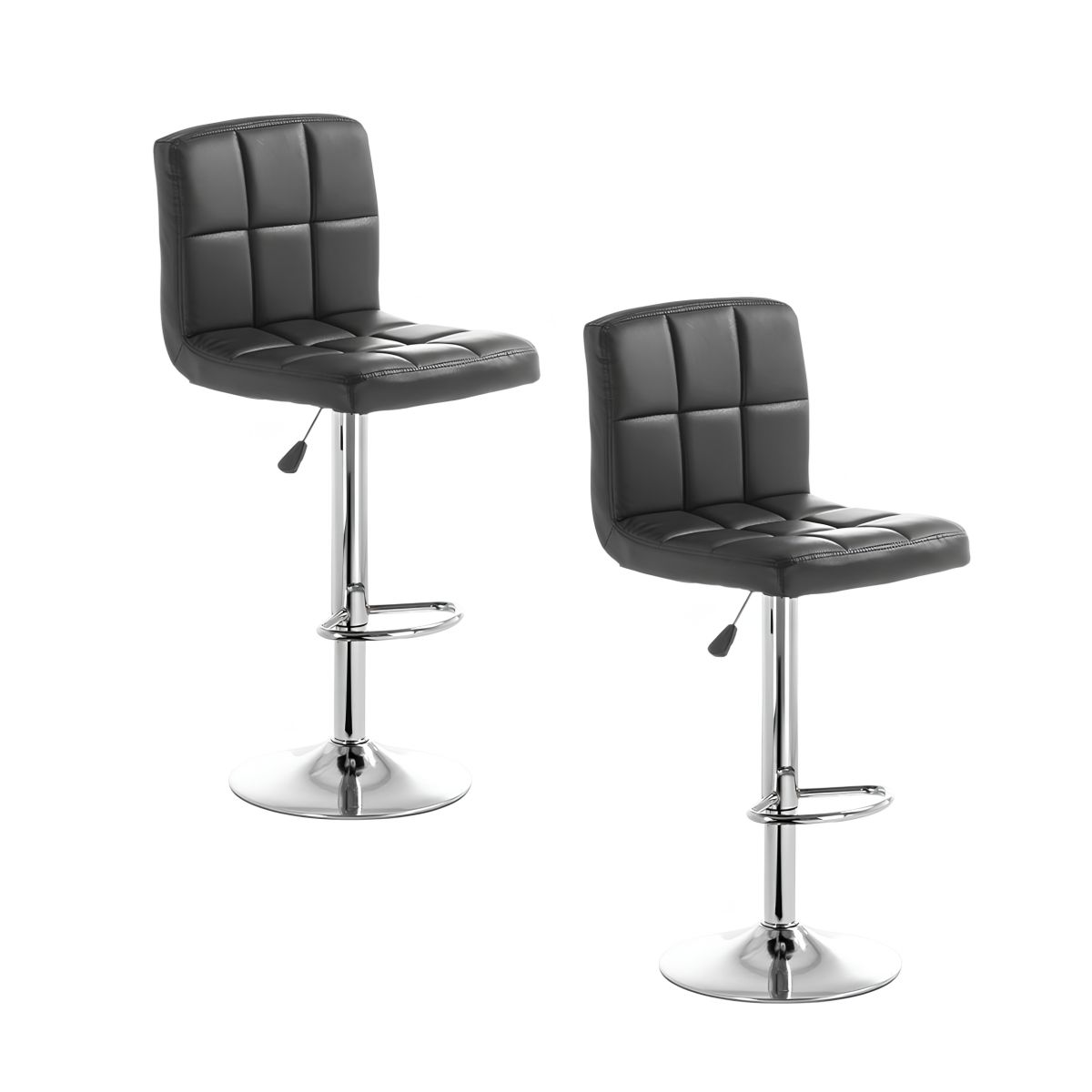 LUBABYCAS - Pack 2 Sillas Piso Bar Negra Altura Regulable Ecocuero YC069 Lubabycas