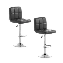 LUBABYCAS - Pack 2 Sillas Piso Bar Negra Altura Regulable Ecocuero YC069