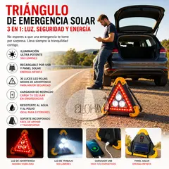 MOVI - Triángulo de Emergencia Recargable y con Panel Solar Luz Led- Seguridad y Energía