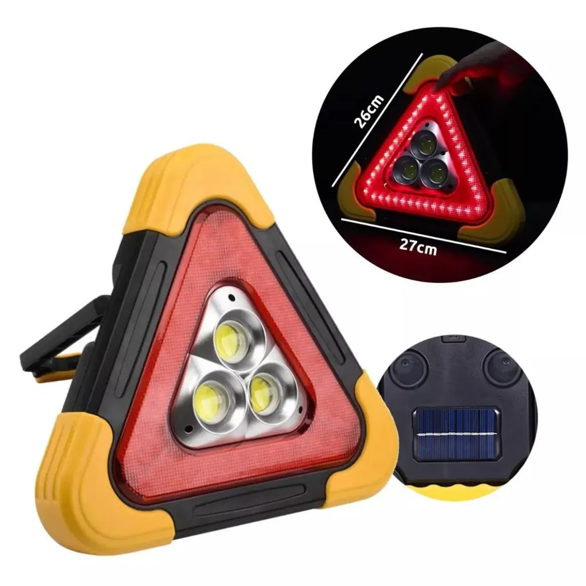 MOVI - Triángulo de Emergencia Recargable y con Panel Solar Luz Led